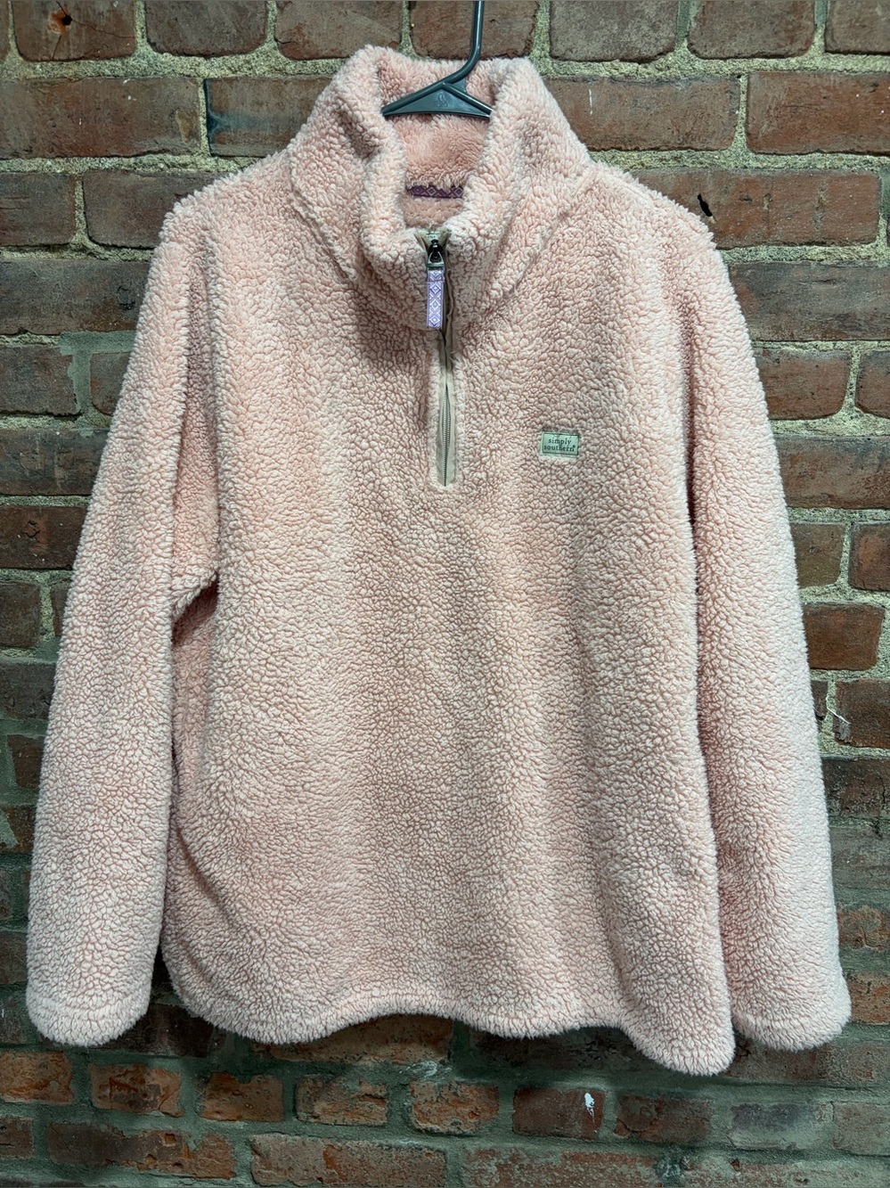 Simply Southern Pink Sherpa Quarter-Zip Pullover size XL